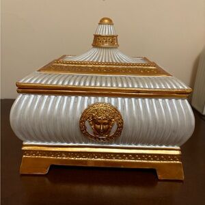Gold and white medusa head jewelry box